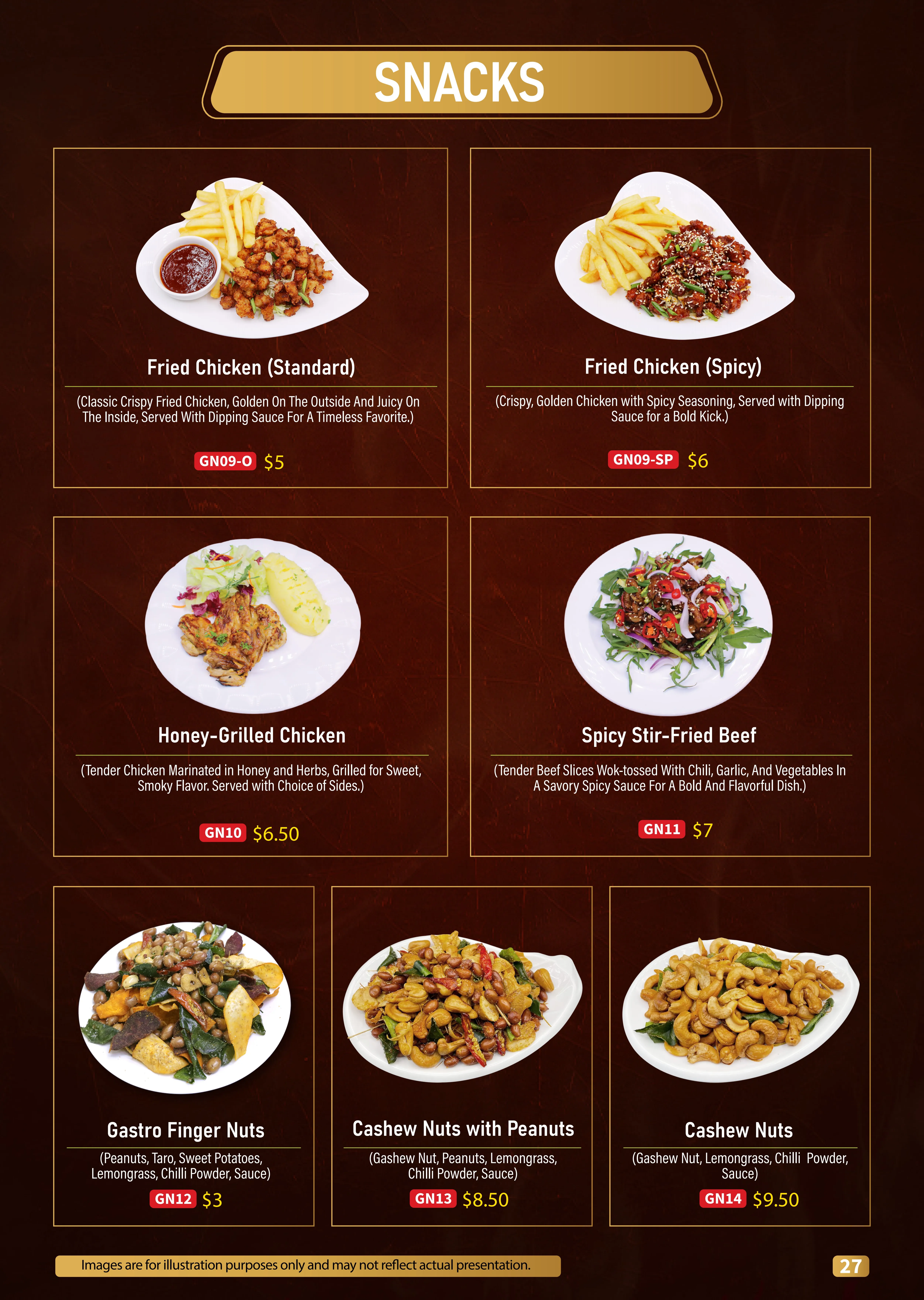 Snack & Appetizers Menu 2